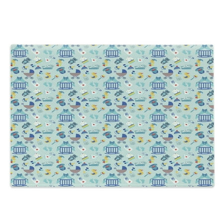 

Cartoon Cutting Board Sleep Crescent Moon Pacifier Star Polka Dots Image Decorative Tempered Glass Cutting and Serving Board Large Size Pale Violet Blue Yellow by Ambesonne