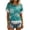 #0180-Mint Green, variant on Uootdi Beach Tops for Women Crew Neck Short Sleeve Fringe Trim Cuff And Hem Polka Dot Print Soft Knit Boho Tops for Women Loose Fit Beach Vacation Lightweight Airy Womens Tees