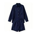 thumbnail image 3 of Sokhug Womens 2 Piece Casual Set Plus Size Oversized Button Down Shirt and Elastic Waist Shorts with Pockets Soft Breathable Summer Outfit, 3 of 5