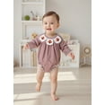 thumbnail image 4 of BemeyourBBs Girl Thanksgiving Romper Long Sleeve Turkey Embroidery Plaid Jumpsuit, 4 of 9