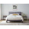 thumbnail image 1 of Mainstays Upholstered Queen Platform Bed Frame with Square Stitch Height Adjustable Headboard, Grey, 1 of 9