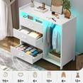 thumbnail image 5 of AOGLLATI Dresser with Clothes Rack for Bedroom Wood, 4 Drawer Dresser White with LED Lights and Power Outlet, 15.7"D x 43.3"W x 44.3"H, Tall Storage Chest of Drawers with Large Capacity, 5 of 10