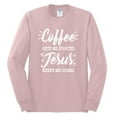 thumbnail image 2 of Wild Bobby Coffee Gets Me Started Jesus Keeps Me Going Inspirational/Christian Men Long Sleeve Shirt, Light Pink, XX-Large, 2 of 5