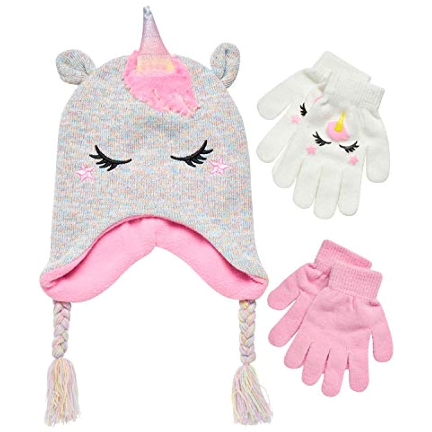 unicorn winter hat and gloves