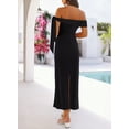 thumbnail image 4 of MEROKEETY Women's 2026 Summer Off The Shoulder Bodycon Maxi Dress, Black, M, 4 of 4