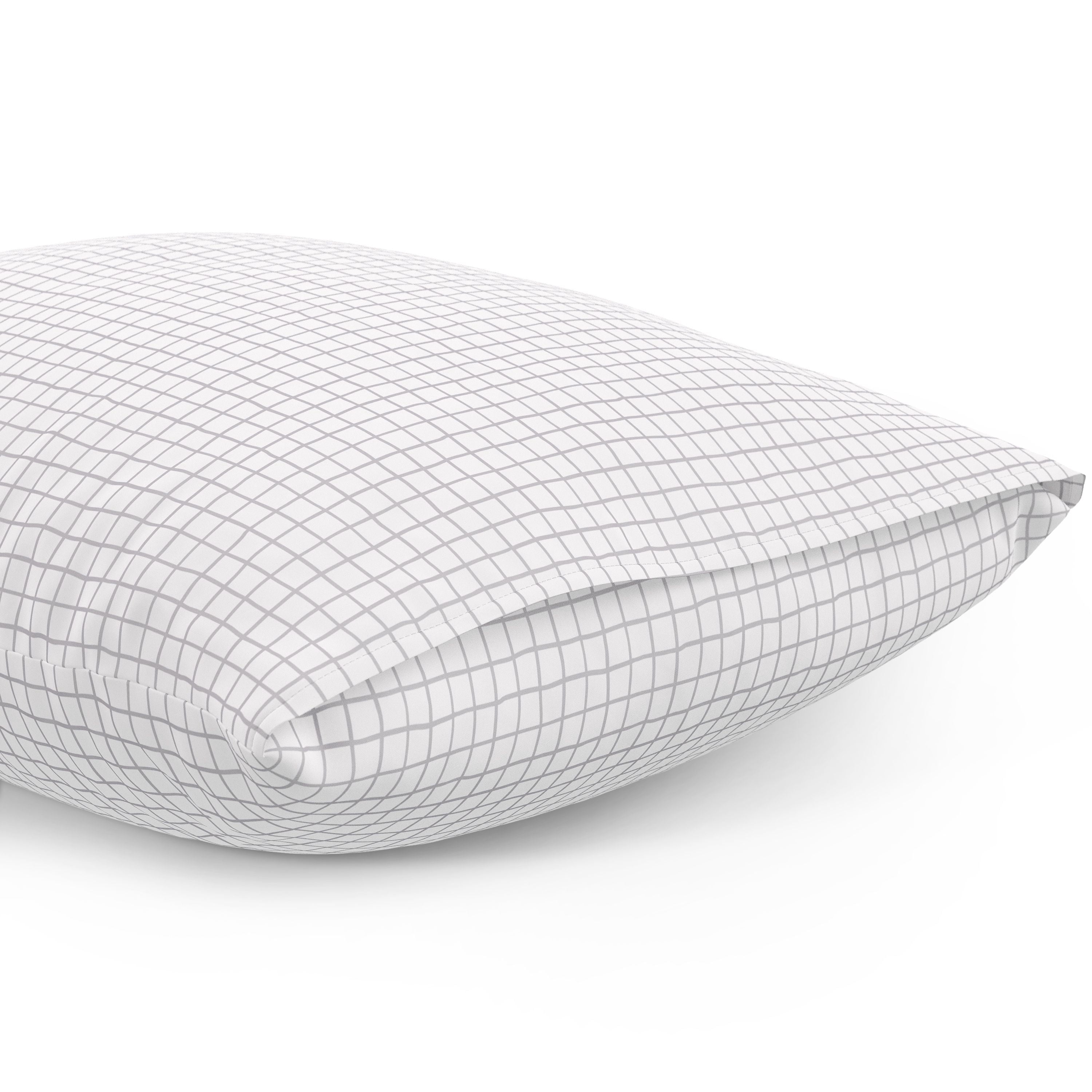 Mainstays Kids Microfiber Bed Sheet Set, Full, White Grid, 4 Pieces