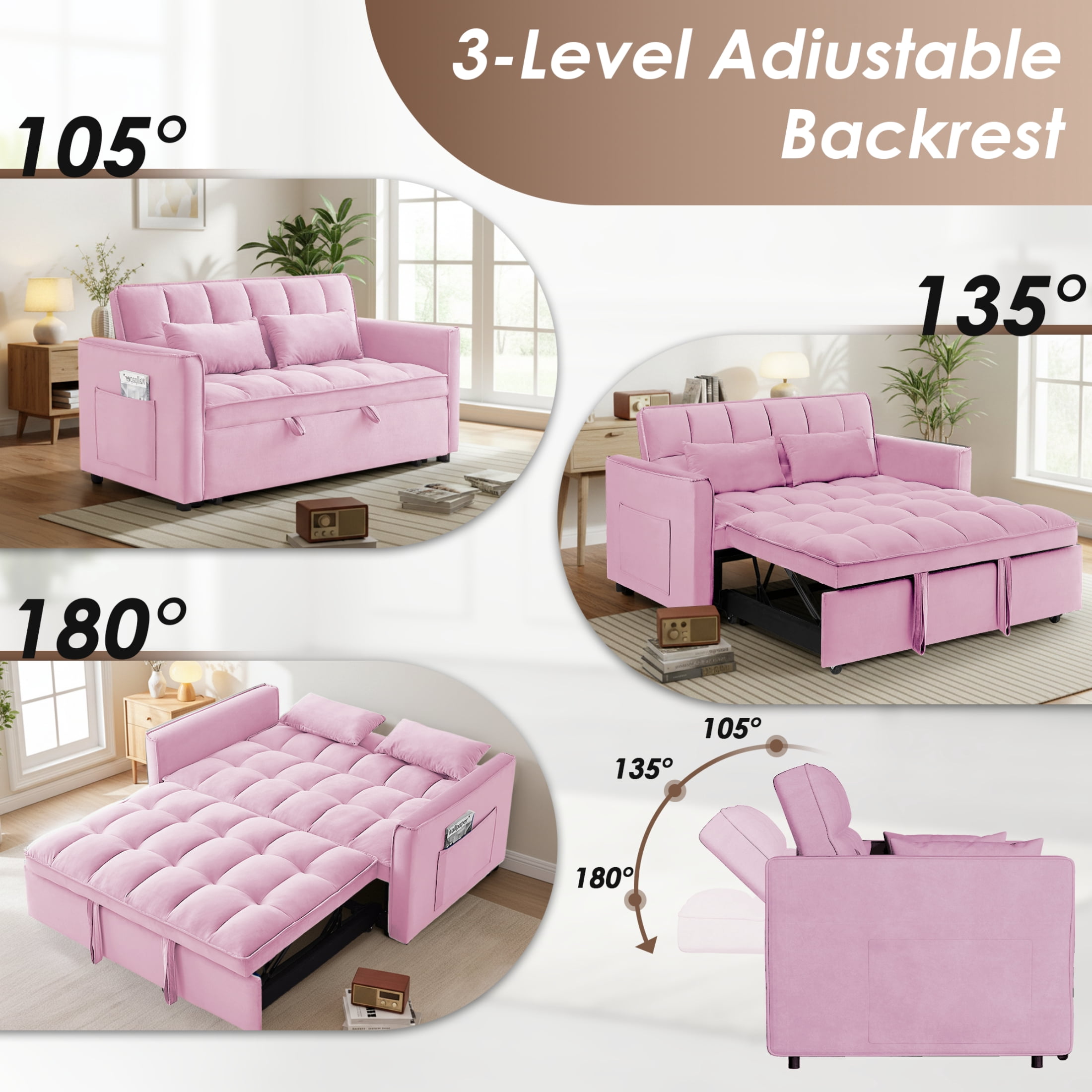 Sofa Bed, Pink
