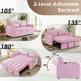 thumbnail image 3 of AISWORD 3 in 1 Convertible Sleeper Sofa Bed for Living Room, 55" Velvet Pull Out Couch, Space-Saving Loveseat with Adjustable Back, Side Pocket and 2 Pillows, Pink, 3 of 6
