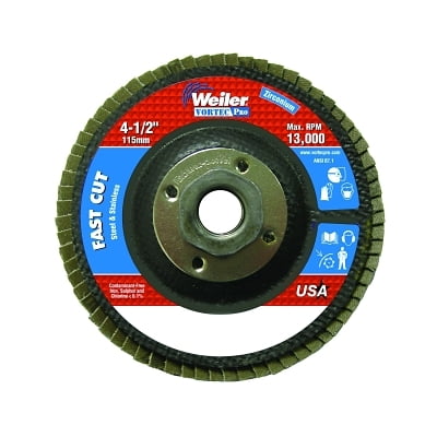 

Vortec Pro Abrasive Flap Disc 4-1/2 In Dia 120 Grit 5/8 In-11 13000 Rpm Type 29 | Bundle of 5 Each