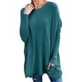 thumbnail image 5 of Round Neck Long Sleeve Loose Pocket T-Shirt Comfortable Breathable Casual T-Shirt for Women, 5 of 5