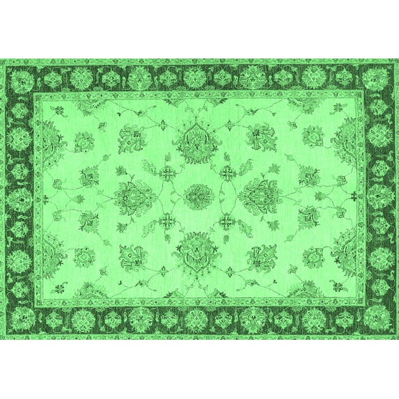 Ahgly Company Indoor Rectangle Oriental Emerald Green Traditional Area Rugs, 5' x 7'