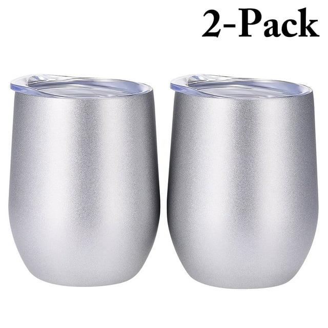 Coofit 2PCS Wine Cups Stainless Steel Insulated Drinking Cups Beer Cups with Lid