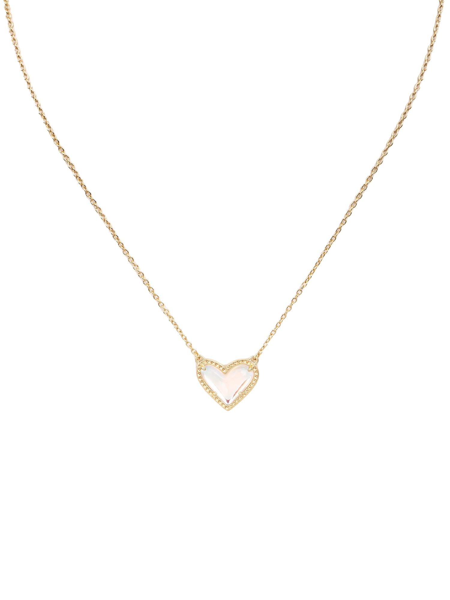 Kendra Scott Ari Heart Gold Pendant Necklace in Dichroic Glass