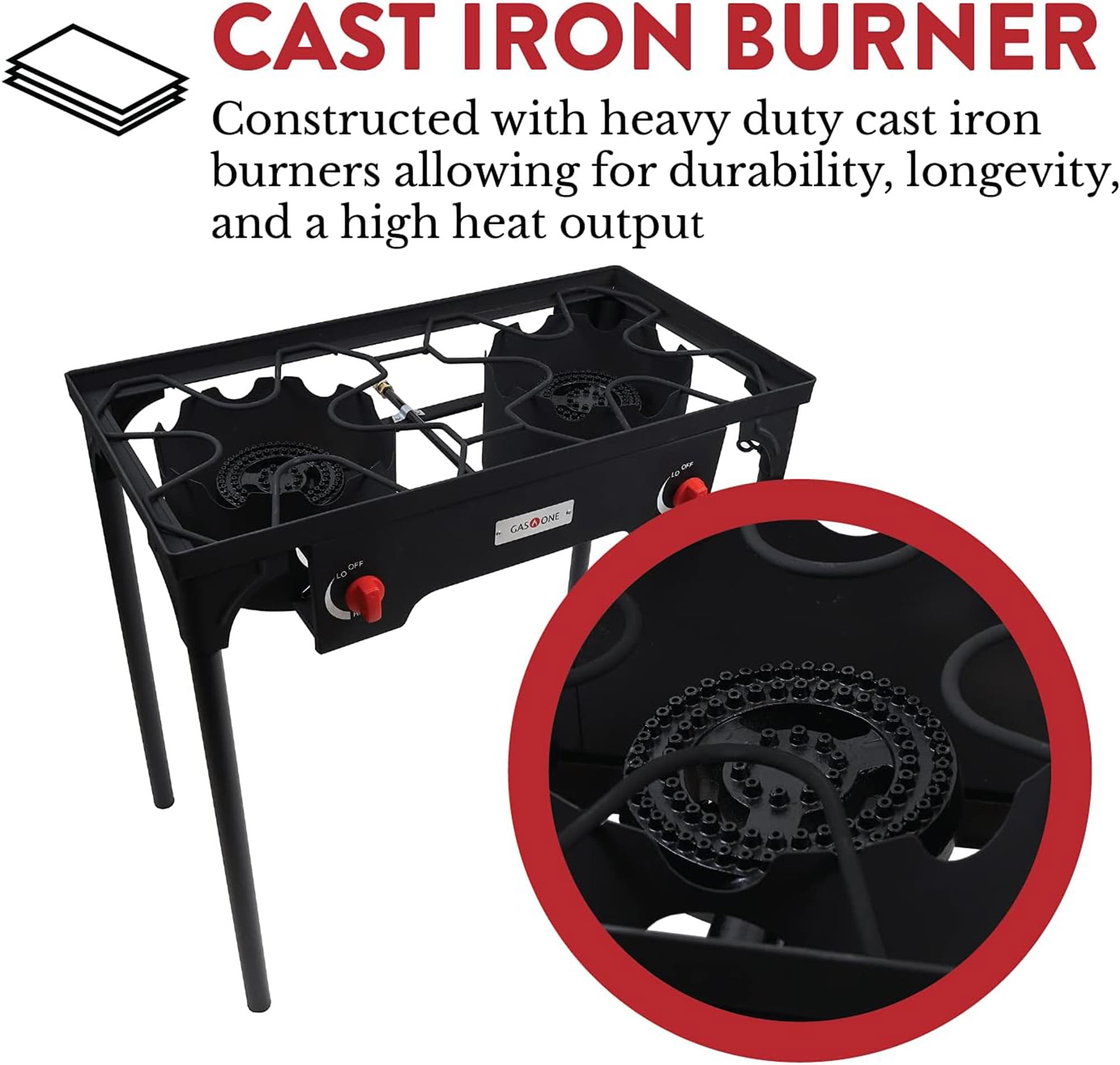 GasOne Propane Double Burner Two Burner Camp Stove Outdoor High Pressure Propane 2 Burner Adjustable
