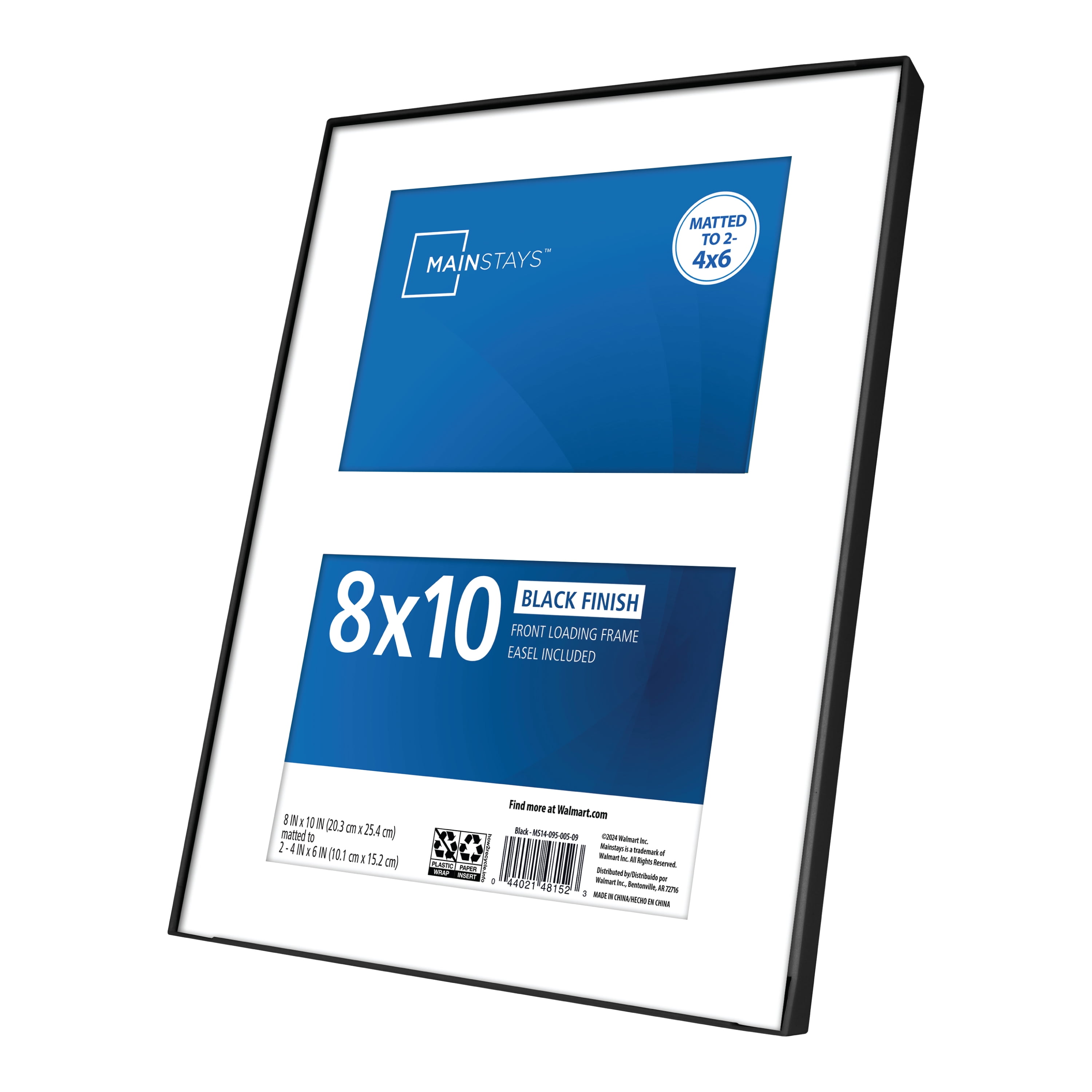 (6 pack) Mainstays – 4x6 Picture Frame – Black Front Loading 2 Photo Wall or Tabletop Photo Frame