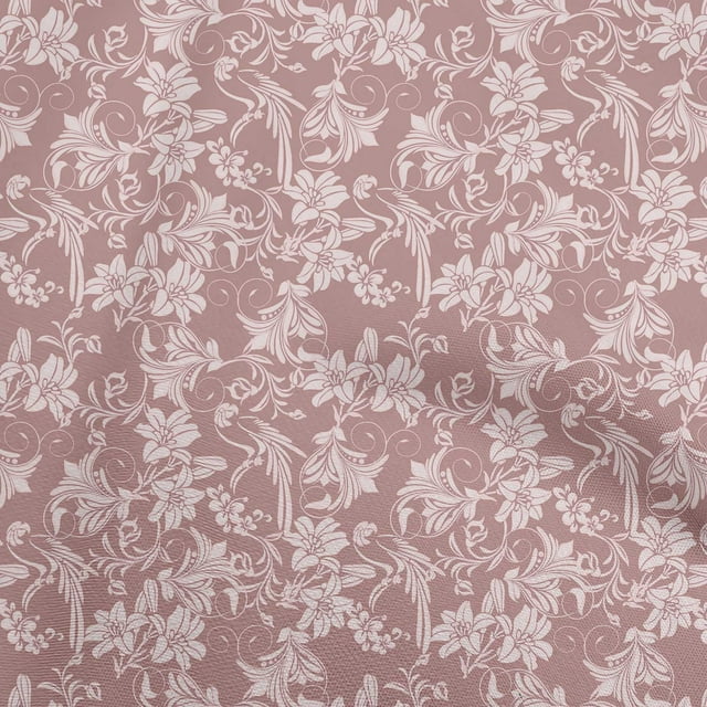 oneOone Velvet Pink Fabric Asian Floral Craft Projects Decor Fabric Printed By The Yard 58 Inch Wide