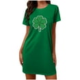 thumbnail image 4 of QUNYINEY Cotton Womens Nightgown Soft Short Sleeve St Patricks Day House Dress Comfy Knee Length Crew Neck Gowns for Women Sleepwear, 4 of 5