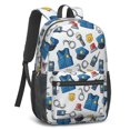 thumbnail image 2 of Police and Vest White Pattern 17" Waterproof Oxford School Backpacks for Teens, S-Shape Padded Straps, for School, Travel, Hiking, Camping, 2 of 5