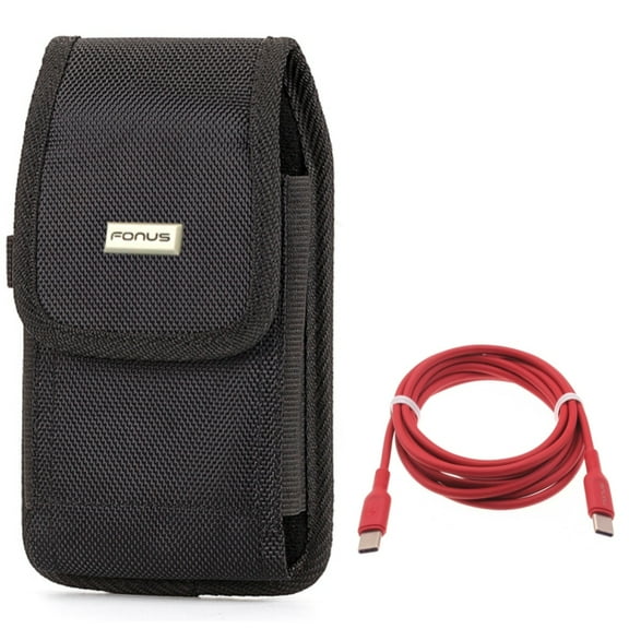 Case Belt Clip w Red 6ft Long Cable for Samsung Galaxy S22 Ultra,S21,Ultra,S20 Ultra,Plus,Fan Edition,FE 5G - Rugged Holster , USB-C to Type-C PD Fast Charger Cord Combo