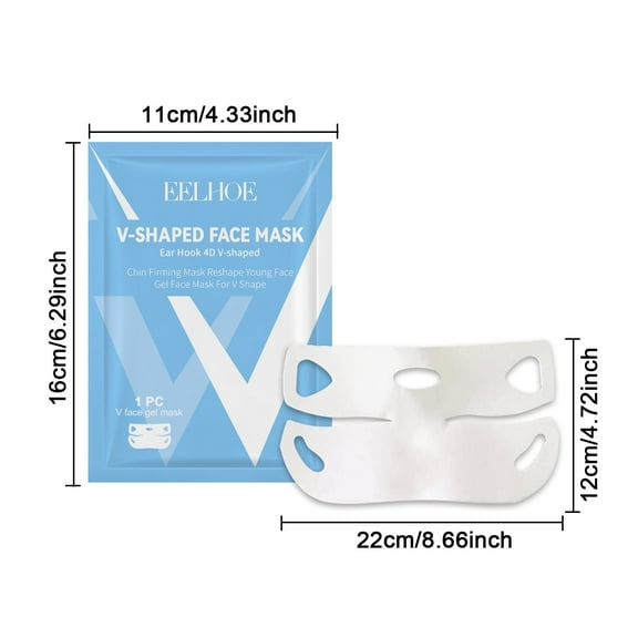 Ashosteey Double V Shape Chin Reducer Face Lifting Mask,Double Chin Eliminator, Comfortable Double Chin Strap | Face Sculpting & Lifting Mask with Hydrogel and Vitamin E for Women & Men