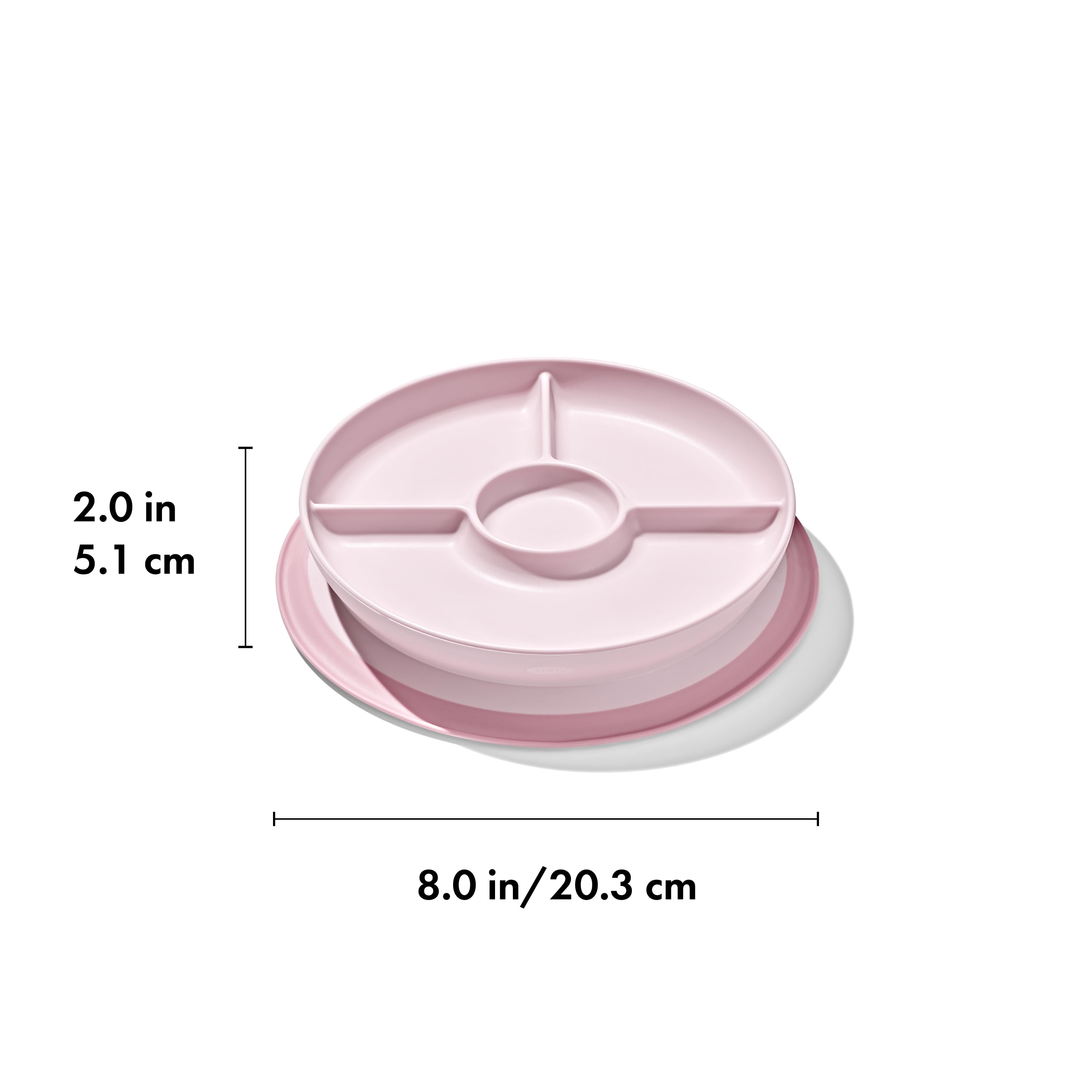 OXO Tot Baby and Toddler Stick and Stay Suction Divided Plate for 6+ Months - Blossom