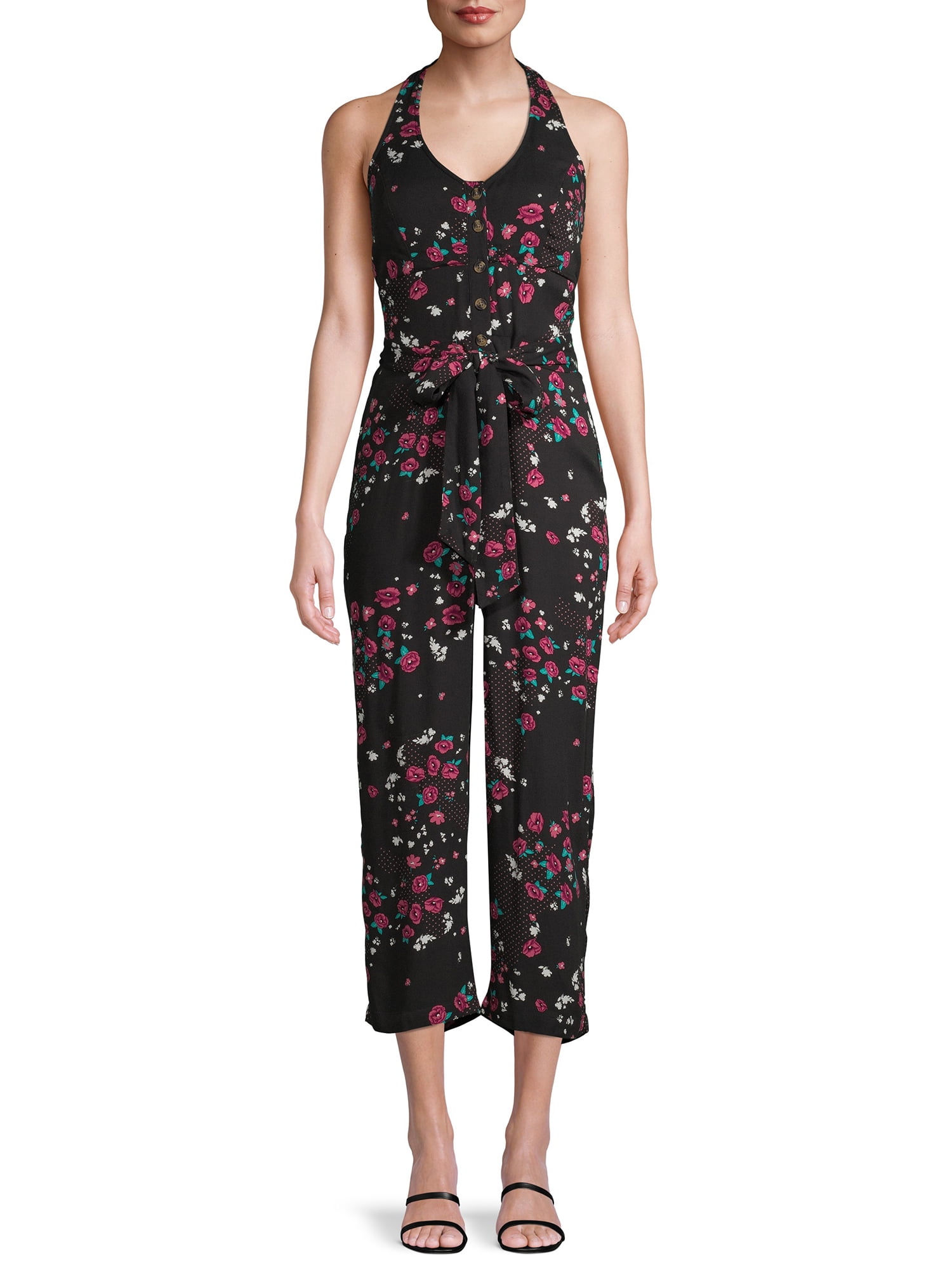 No Boundaries Juniors' Halter Jumpsuit