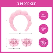 Skintimate Spa Headband & Wristband Set - Soft, Comfortable, Splash Proof Terry, Color May Vary