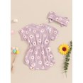 thumbnail image 4 of Bagilaanoe Newborn Baby Girl Summer Rompers Floral Print Short Sleeve Bodysuits + Headband 3M 6M 12M 18M Infant One Piece Jumpsuit, 4 of 7