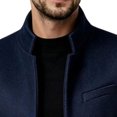 thumbnail image 3 of Men's Pea Coat Slim Fits Winter Trench Overcoat,Stand Collar Button Front Outerwear with Pocket,Dress Jacket For Business Office Casual Warm Wear,Blue,XXL, 3 of 4