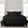 thumbnail image 5 of Lux Decor 8-Piece Twin Comforter Set with Sheets — Complete Bed in a Bag with Bed Skirt & Accent Pillows Included, 280 GSM Cooling Seersucker,OKEO-TEX Certified All Season Bedding Set, Black, 5 of 8