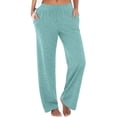 thumbnail image 1 of Pantalones boho palazzo de mujer, cintura alta, pierna ancha, estampado floral, estilo informal de verano con bolsillos, tallas S-XXL, 1 of 4