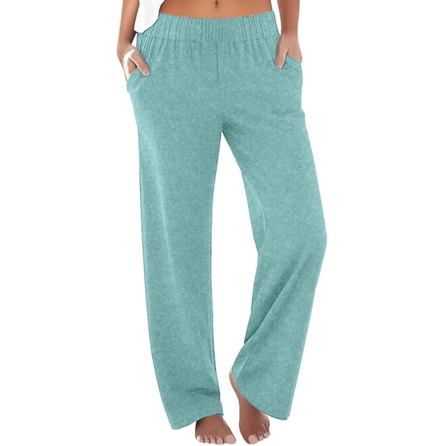 Pantalones boho palazzo de mujer, cintura alta, pierna ancha, estampado floral, estilo informal de verano con bolsillos, tallas S-XXL