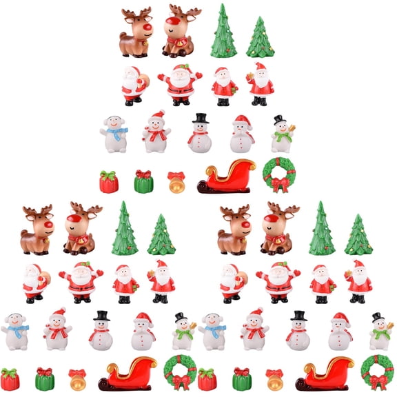Jiyike 3 Sets Of Christmas Snowman Figurines Resin Xmas Tree Gift Box Decor Christmas Micro Landscape Ornament Mixed Style