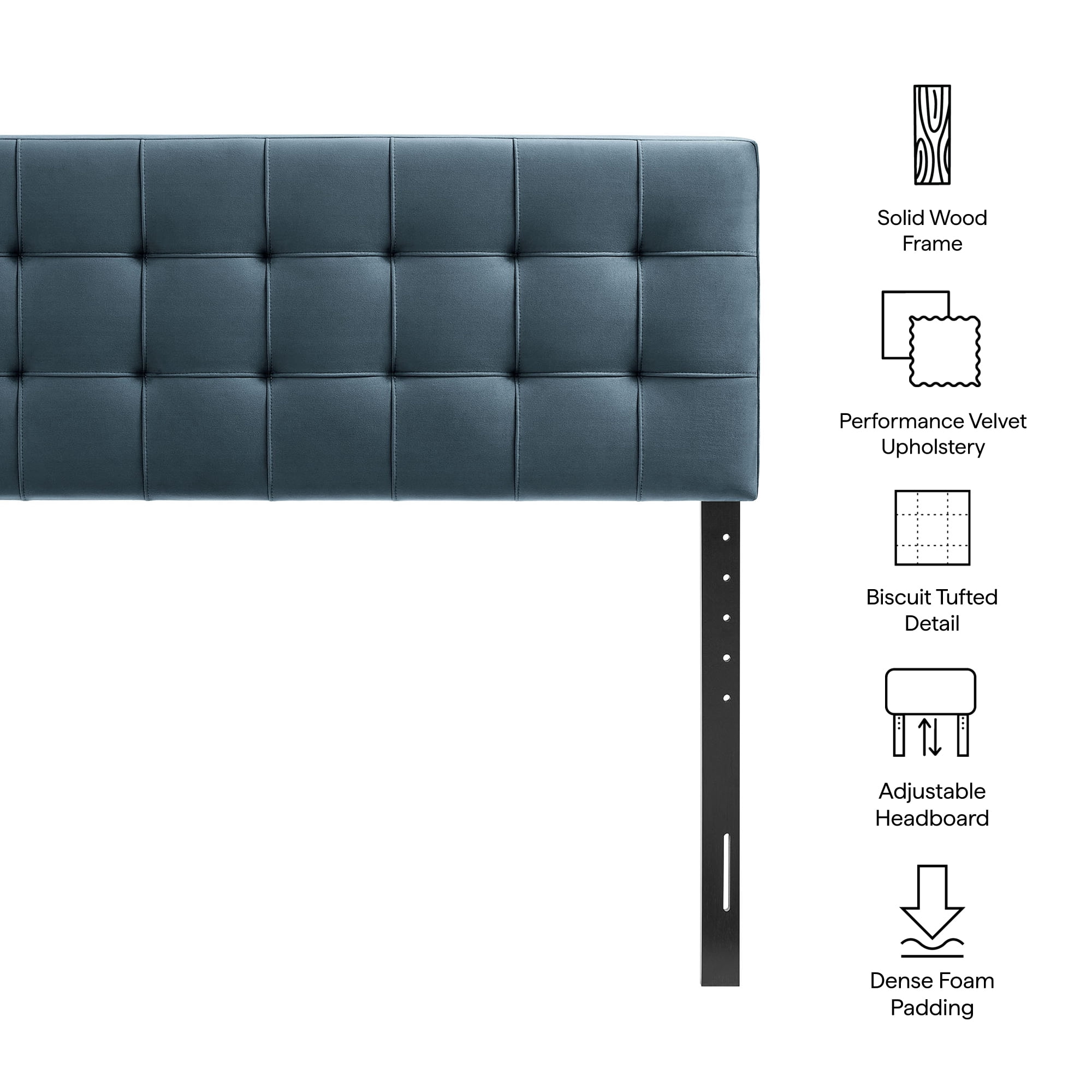 Lily Stain-Resistant Performance Velvet Full Size Headboard in Cadet Blue
