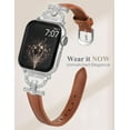 thumbnail image 4 of TOYOUTHS Leather Band Compatible with Apple Watch Band 38/40/41/42/44/45/49mm Ultra 2 Women Dressy Slim Thin Strap with D-Shaped Diamond Metal Buckle Bracelet for iWatch SE Series 9 8 7 6 5 4 3 2 1, 4 of 6
