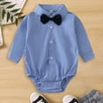thumbnail image 2 of UngA Infant Toddler Baby Boys Dress Shirt Bodysuit Gentleman Formal Wedding Long/Short Sleeve Rompers (Dark Blue,3-6 Months), 2 of 7