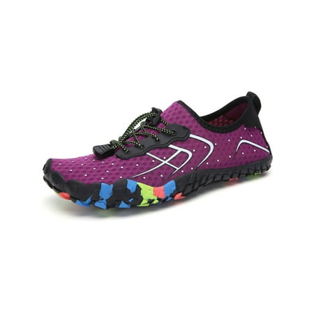 

Wazshop Womens Mens Water Shoes Breathable Aqua Socks Barefoot Beach Swim Shoe Sport Quick Dry Flats Unisex Sneakers Drawstring Lightweight Purple 8.5