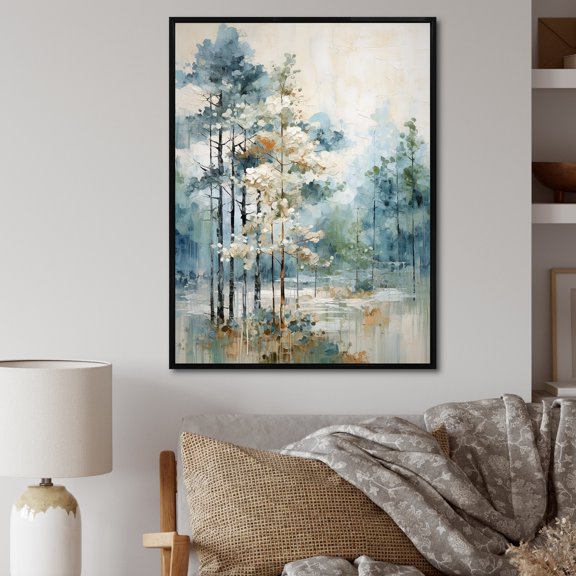Designart "Pine Tree captivate Forest II" Landscape & Nature Floater Framed Wall Art Print