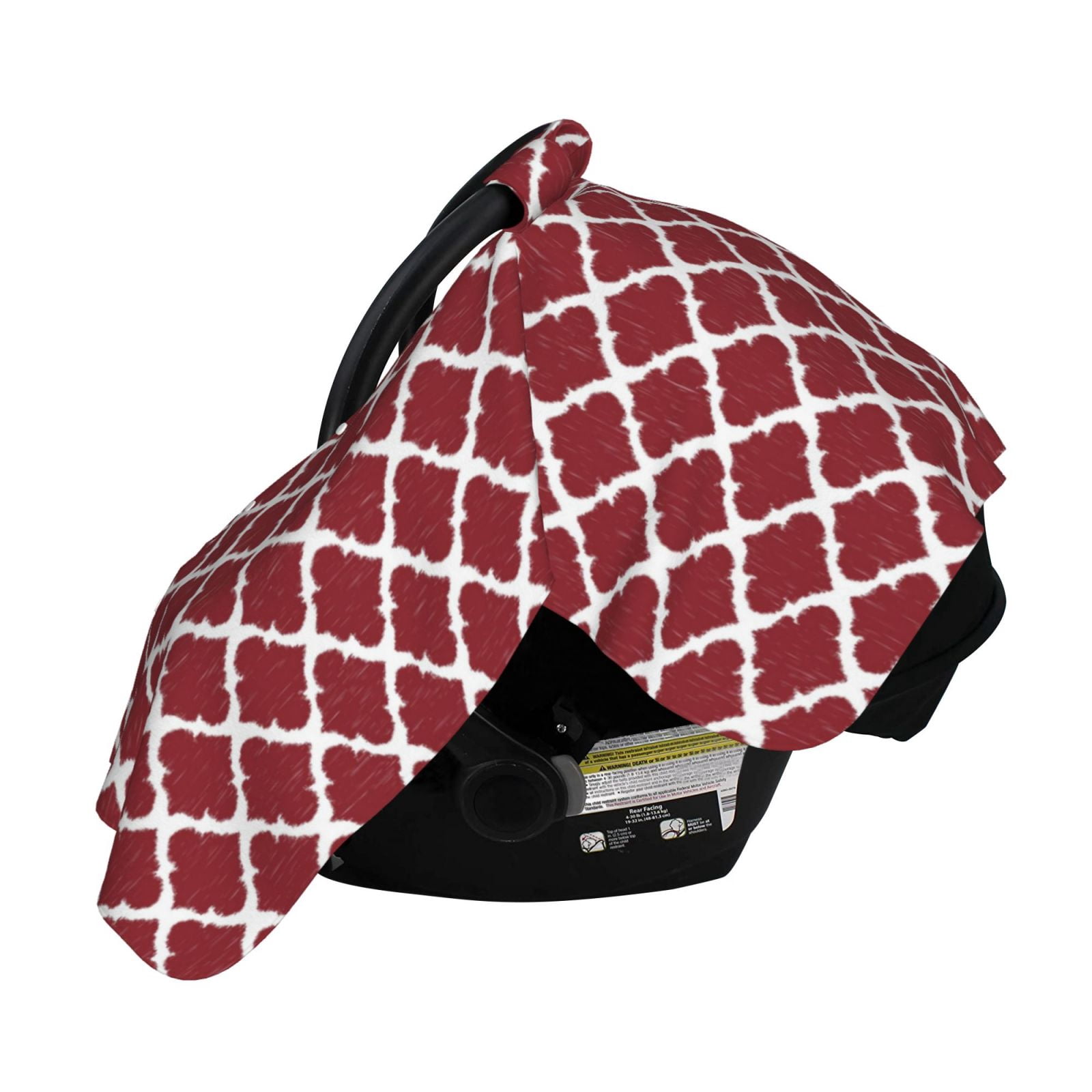 Naloa Red Moroccan Baby Car Seat Cover, Breathable Baby Carrier Cover, Multiuse Baby Carrier Cover & Nursing Breastfeeding Cover