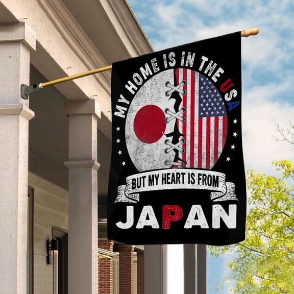 Japanese Parts Japan Roots American Home Proud Garden Flag, Double-Sided Decorative Outdoor Flag, Patriotic Polyester Yard Flag 12 x 18 in