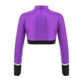 thumbnail image 2 of TiaoBug Kids Girls Sparkle Printed Cheerleading Dance Crop Tops Long Sleeve Tee Shirts Cheer Leader Uniform Dance Costume Purple 8, 2 of 6