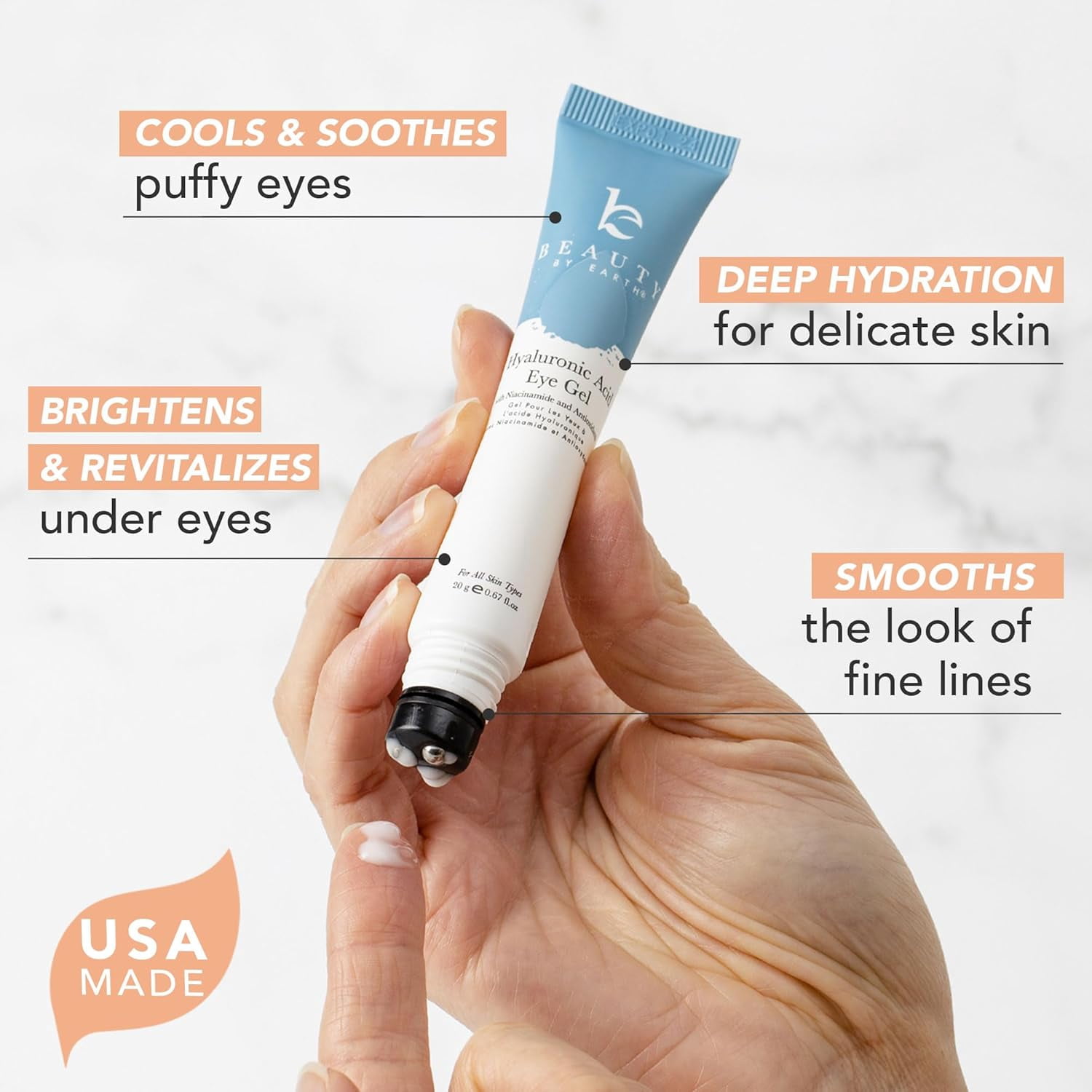 Beauty by Earth Hyaluronic Acid Eye Gel - Anti Aging Wrinkles