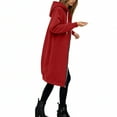 thumbnail image 4 of Women Casual Zip up Polyester Hoodies, Long Hoodie Tunic Jackets Long Sleeve Sweater Dress with Side Pockets Red XL, 4 of 7