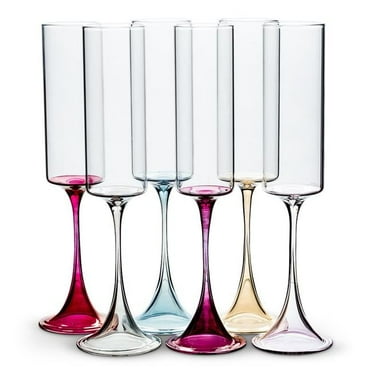 Abbott Collections  9.5 in. Slender Flute Glasses, Assorted Color - Set of 6