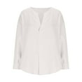 thumbnail image 4 of Amkhujs Linen Shirts for Women Long Sleeve V Neck Summer Tops Casual Work Fall Fashion, 4 of 6