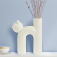thumbnail image 4 of PENGXIANG Cat Shaped Ceramic Flower Vase  Modern Decorative Vase  Beige, 4 of 8