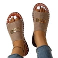 thumbnail image 2 of Xucatan Women's Faux Suede Slides, Round Toe Open Toe Flat Sandals with Elastic Back Strap, Padded Insole Casual Slippers, Versatile Summer Beach Footwear Gift, 2 of 9