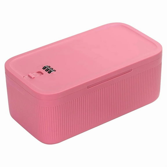Lockable Storage Box, Locking Medicine Box, Cell Phone Locked Jail, Containers Bin for Personal Refrigerator Home Pink