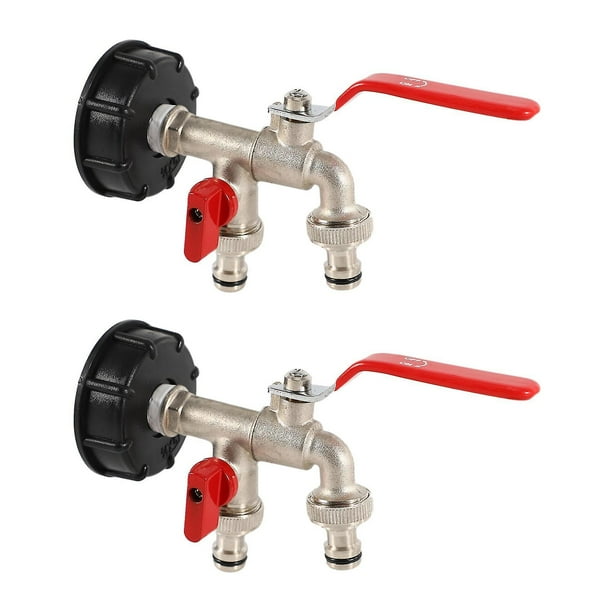 2x grifo doble 1000 litros Ibc tanque de agua adaptador de conector grifo reemplazo adaptador de tanque de agua de lluvia Fo