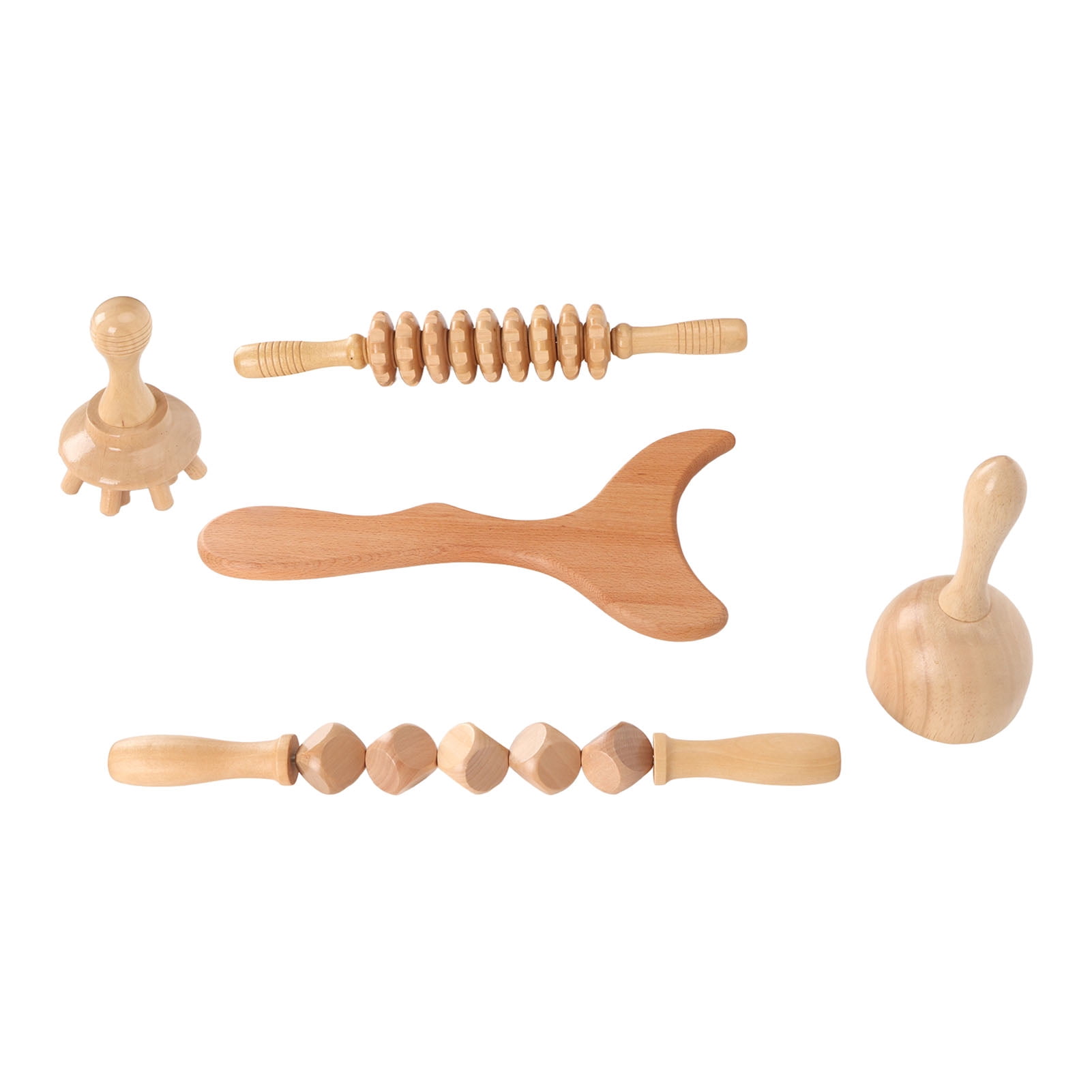 Wooden Massager Roller, 5pcs Body Sculpting Professional Portable Wood Massage Tools Kit Manual Health Care  for Leg